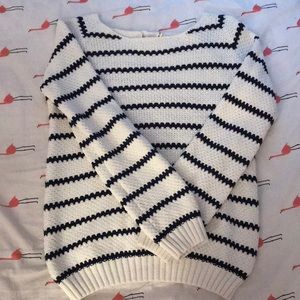 girls white and blue stripped sweater
